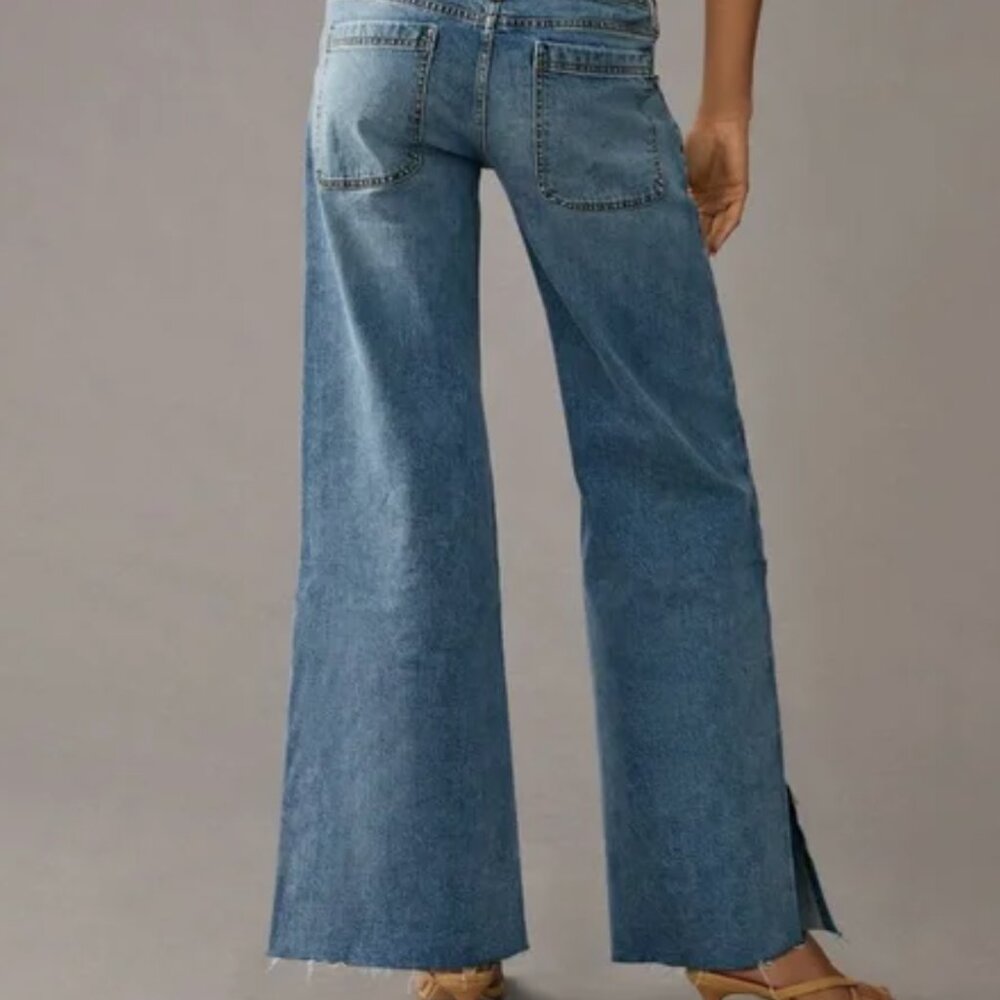 Pilcro Skater Low-Rise Wide-Leg Jeans | Palazzo Denim | Size 27 - Picture 2 of 10